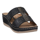 Women's Carrie Black Embellished Wedge Sandals