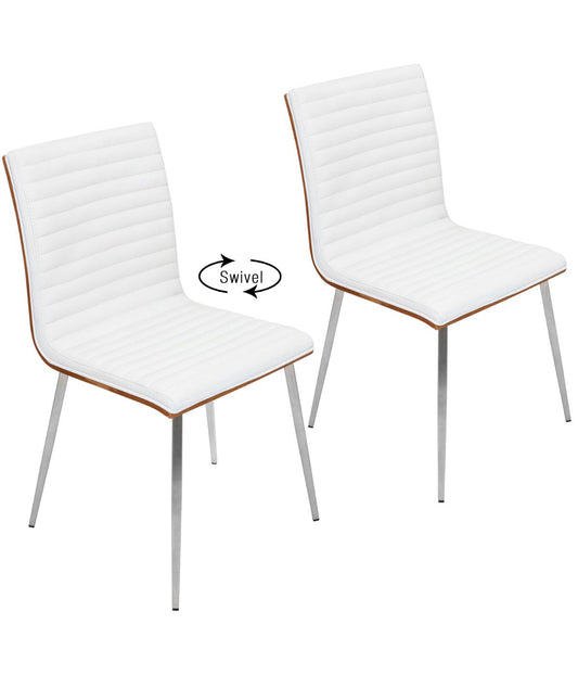 Mason Swivel Chair - Set of 2 Walnut & Off-White
