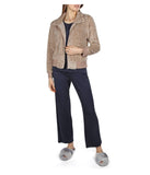 Women's Plush Zippered Front Warm and Cozy Jacket Camel Heather