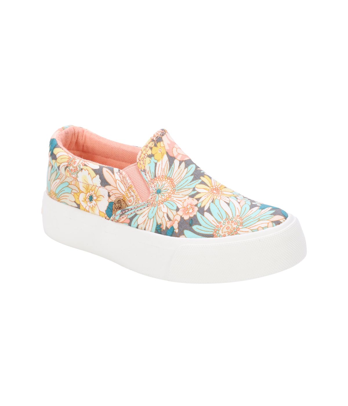 Kid's double gore slip-on casual sneaker with Canvas or PU upper Peach Floral