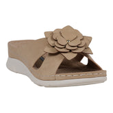 Women's Claire Tan Flower Rosette Comfort Sandals