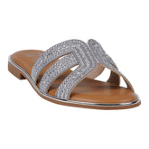 Women's Clara Silver Embellished Flat Sandals