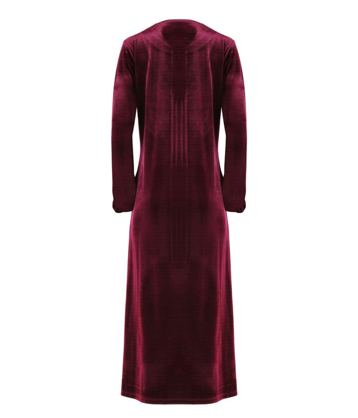 Women's Velour Zippered Front Full Length Lounger Gown Burgundy