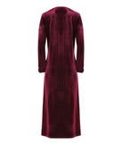 Women's Velour Zippered Front Full Length Lounger Gown Burgundy