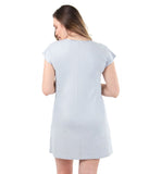 Women's Ultra-Soft Floral Lace Embroidered V-Neck Nightshirt Pearl Blue