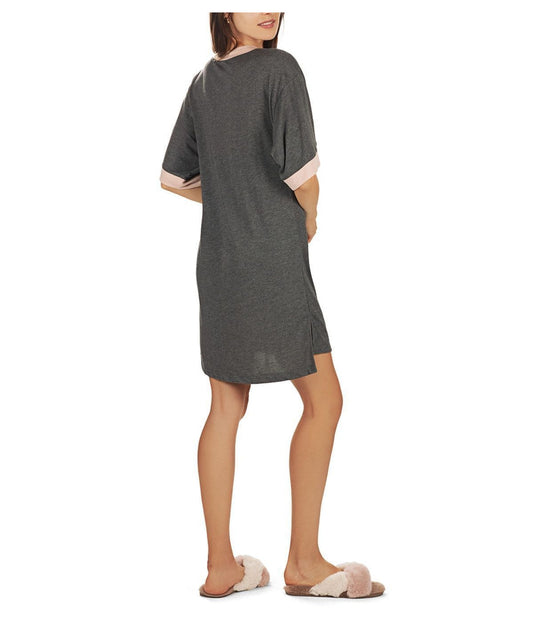 Women's Contrast Trim Basic Loose Modal Sleepshirt Gray Heather