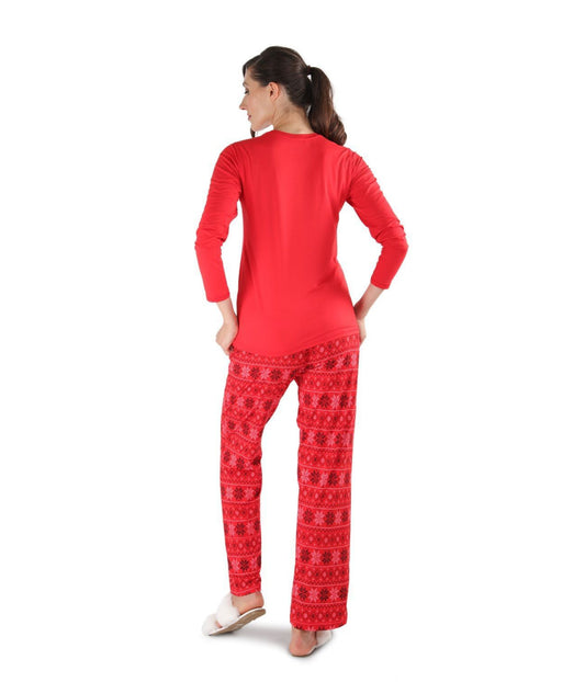 Women's Santa Don't Judge Me Snowflake Love Pajama Set Red