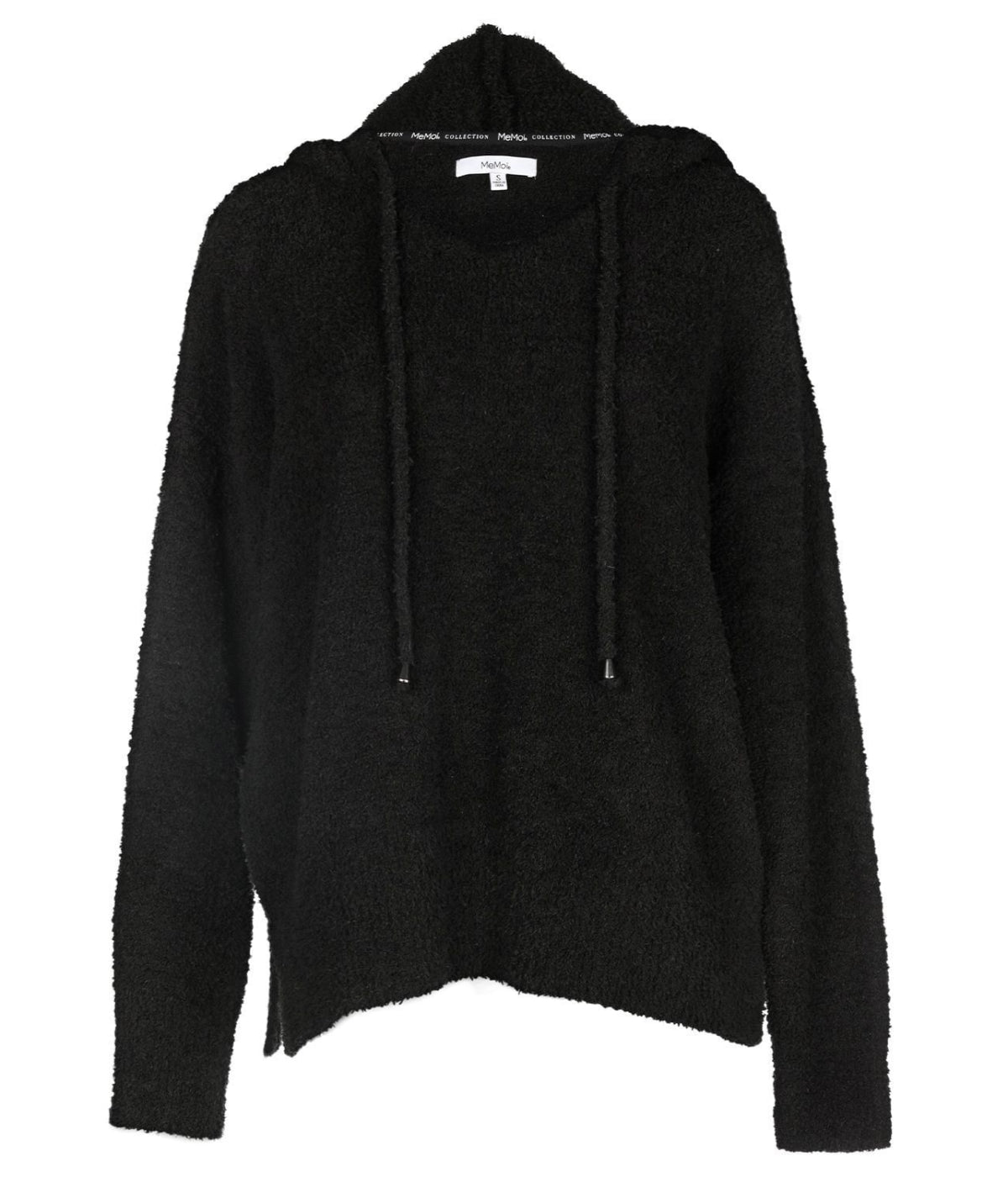 Women's Soft Touch Cozy Knit Drawstring Long Sleeve Hoodie Black
