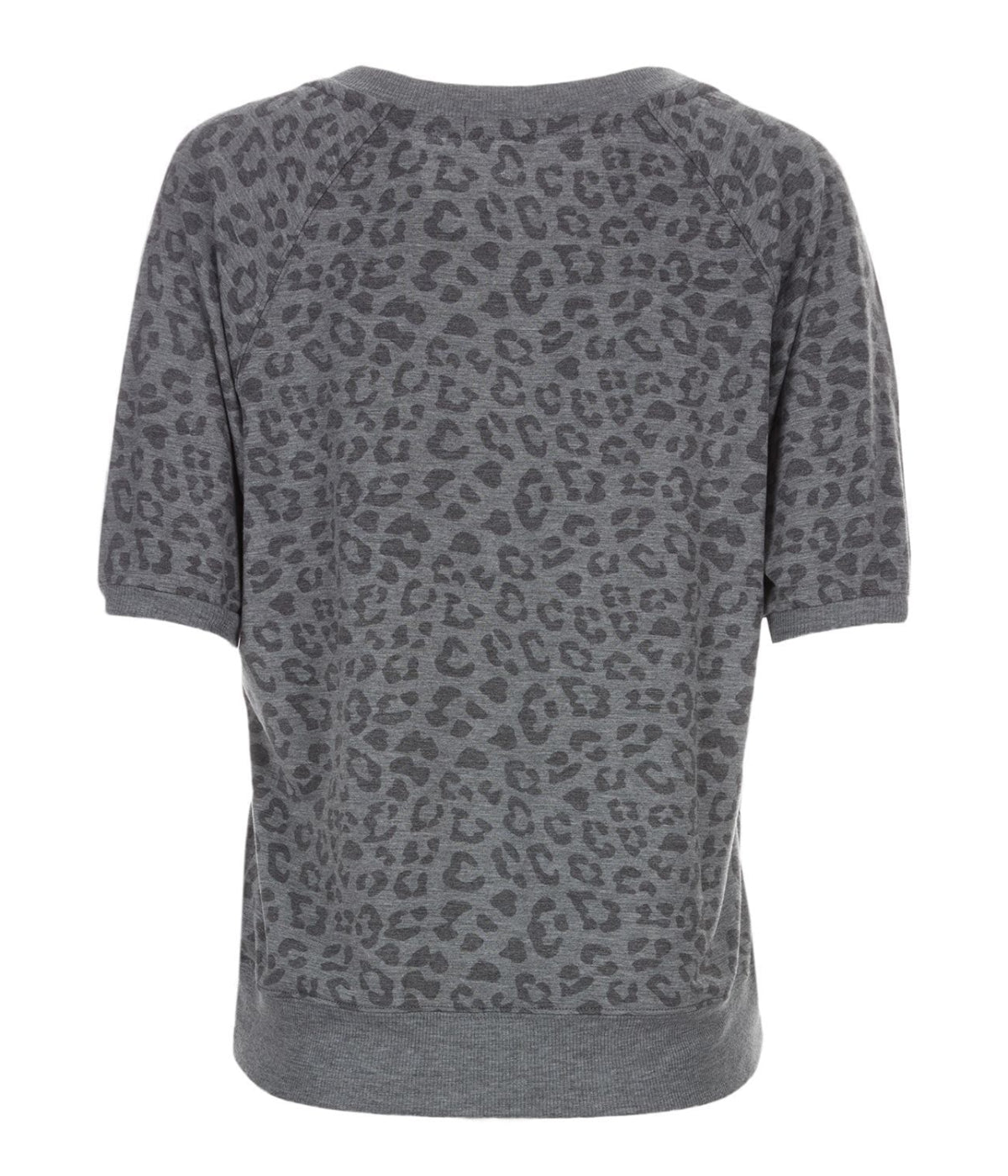 Women's Terry Lounge Leopard Print Short Sleeve Sweatshirt Gray Heather
