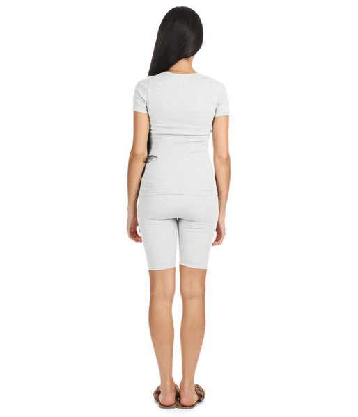 Women's Organic Cotton Seamless Rib Short Sleeve Top White