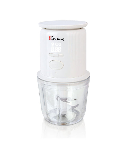 Cordless/Rechargeable Chopper with Scale and Two Glass Bowls White