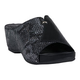Women's Dacia Black Snake-Skin Wedge Sandals