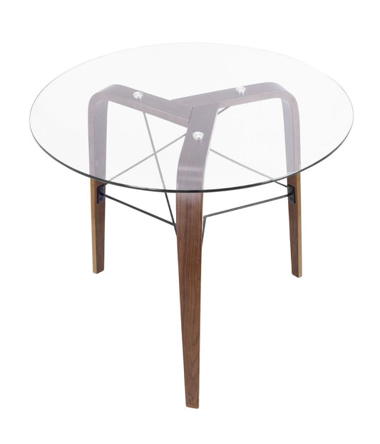 Trilogy Round Dinette Table Walnut & Clear