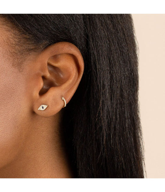 Itty Bitty Diamond Cartilage Huggie Earring 14K White Gold