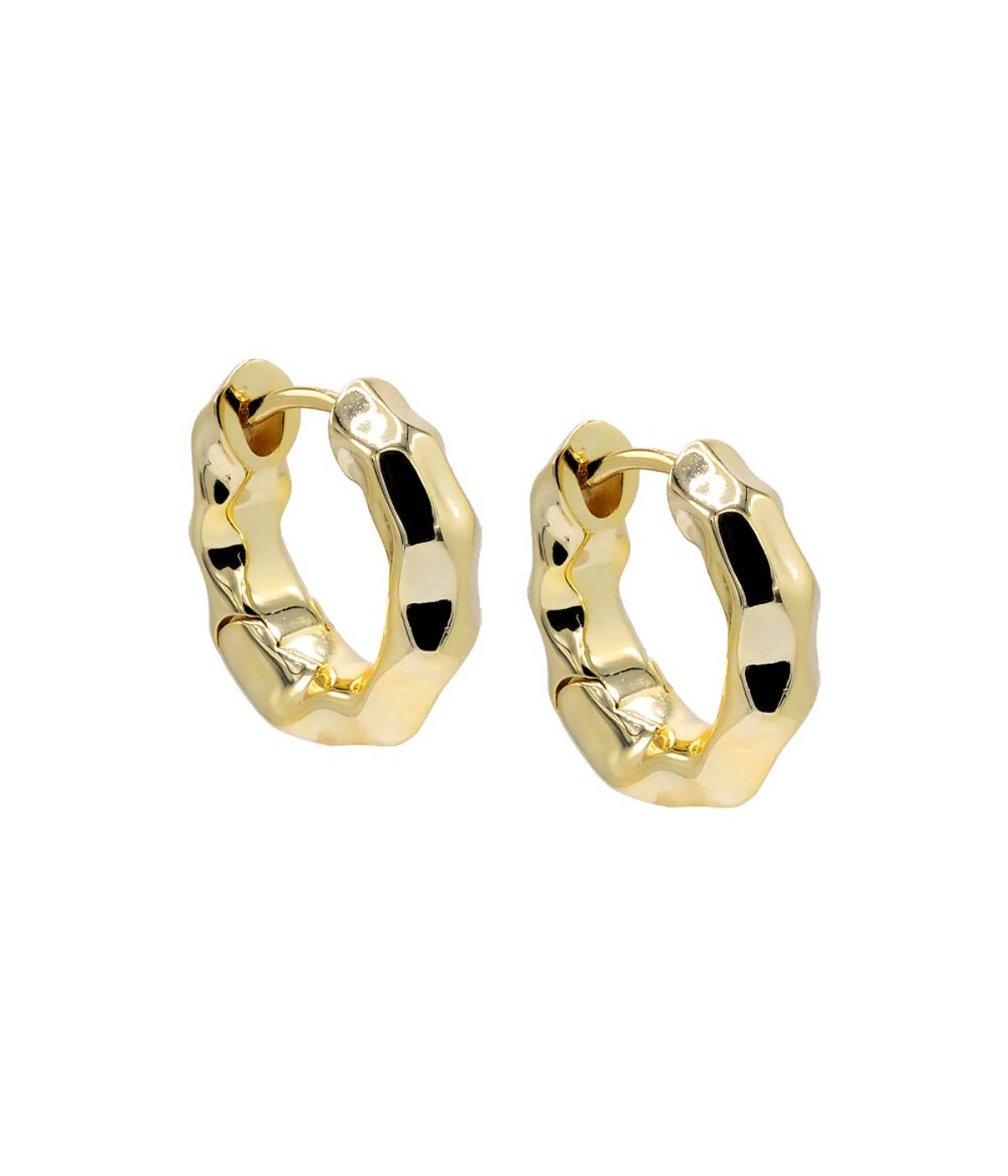 Solid Indented Chunky Hoop Earring Gold