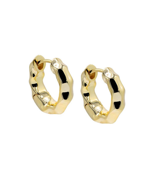 Solid Indented Chunky Hoop Earring Gold