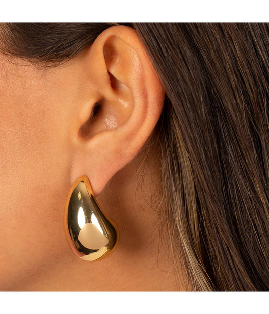 Adina Eden Solid Chunky Drop Stud Earring Gold