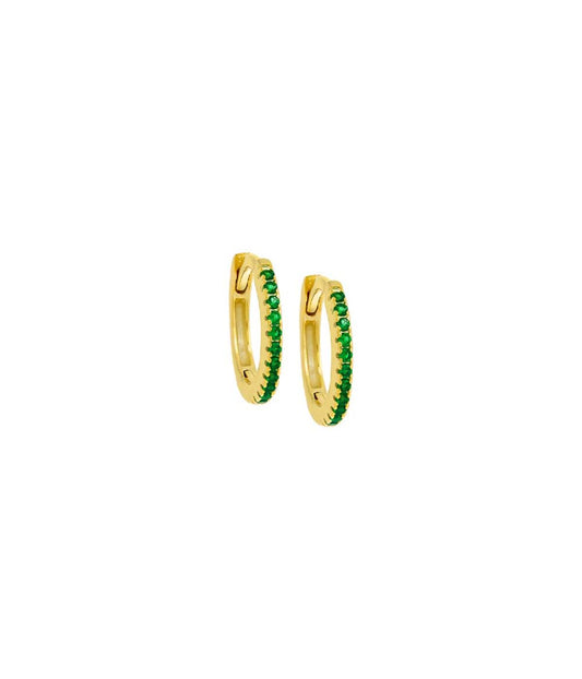 Colored Pave Huggie Earring Emerald Green