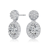 .925 Sterling Silver Cubic Zirconia Halo Cluster Post Drop Earrings