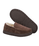 Men's suede Moc slipper with fur lining Chocolate