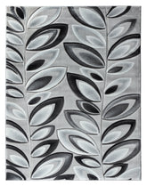 Silver Grey Floral Nature Leaf Hand-Carved Abstract Soft Premium Modern Contemporary Non-Shedding Area Rug by Homemartgoods