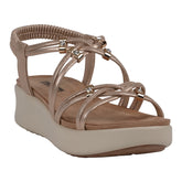Women's Fran Gold Strappy Wedge Sandals