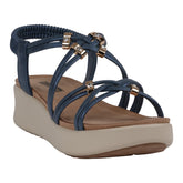 Women's Fran Navy Strappy Wedge Sandals