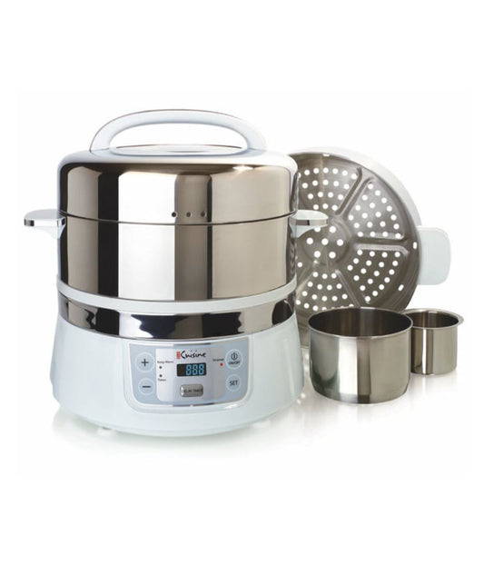 Stainless Steel 2 Tier Electric Food Steamer White