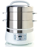 Stainless Steel 2 Tier Electric Food Steamer White