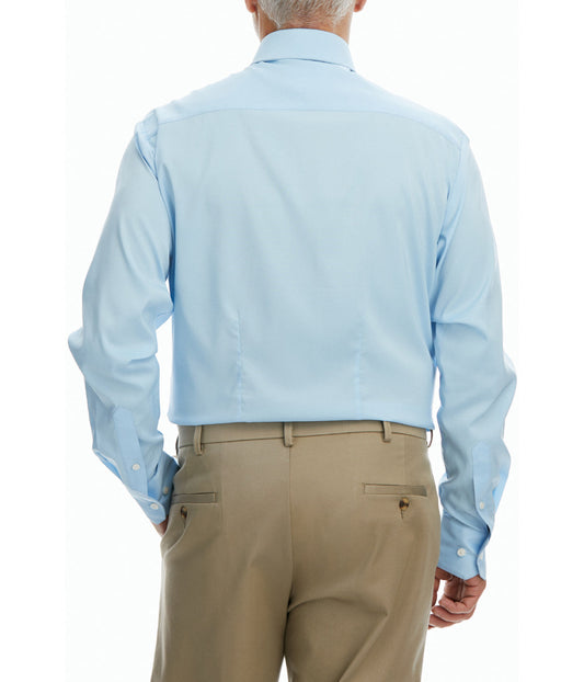J.M. Haggar Performance Men's Long Sleeve Classic Fit Button Down Dress Shirt 4 Light Blue Solid