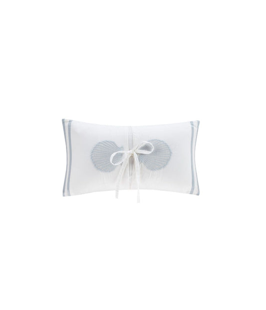 Crystal Beach Embroidered Oblong Pillow White