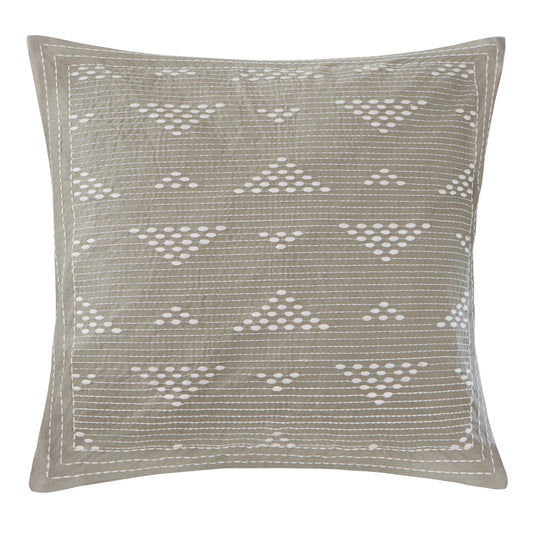 Cario Embroidered Square Pillow Taupe