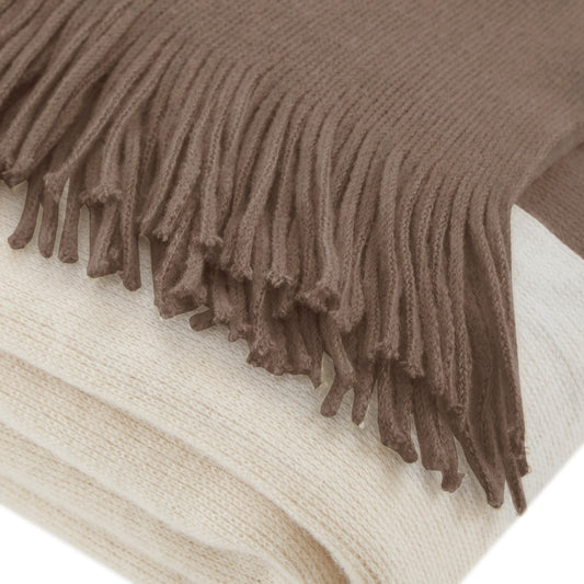 Halmstad Color Block Faux Cashmere Throw Taupe