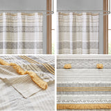 Cody Cotton Stripe Printed Shower Curtain with Tassel Gray & Yellow
