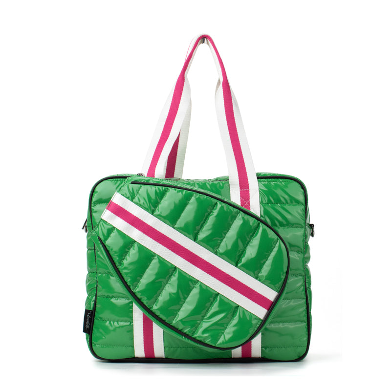 Burch deals gemini link tory burch pink and green tote