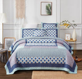 DaDa Bedding Mediterranean Blue Mint Green Patchwork Quilted Bedspread Set (JHW-884) by DaDa Bedding Collection
