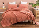 DaDalogy Bedding Terracotta Coral Brick Orange Soft Velour Corduroy Bedspread Set (JHW952) by DaDa Bedding Collection