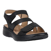 Women's Judy Black Velcro Comfort Flat Sandals