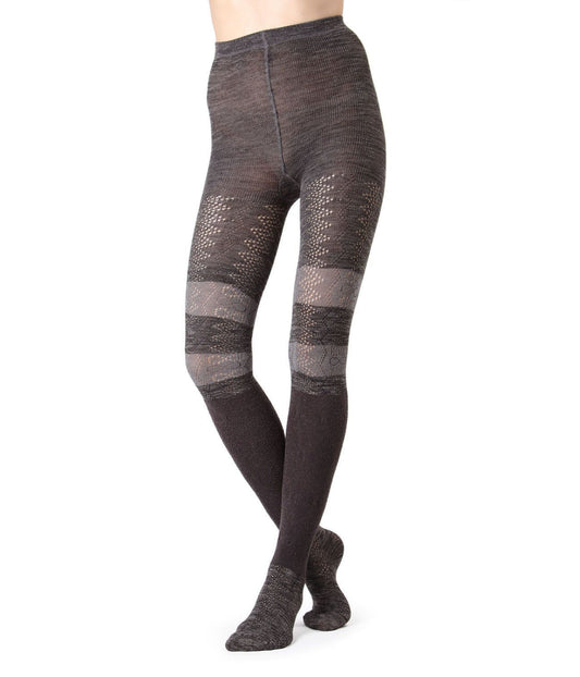 Women's Stripe Slouched Cotton Blend Sweater Tights Dark Gray