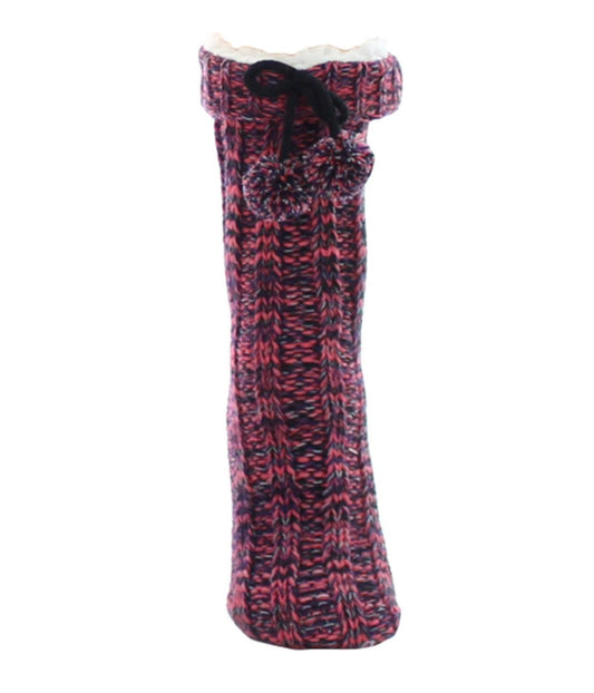 Women's Uni Shade Sherpa-Lined Pom-Pom Lounge Sock Black