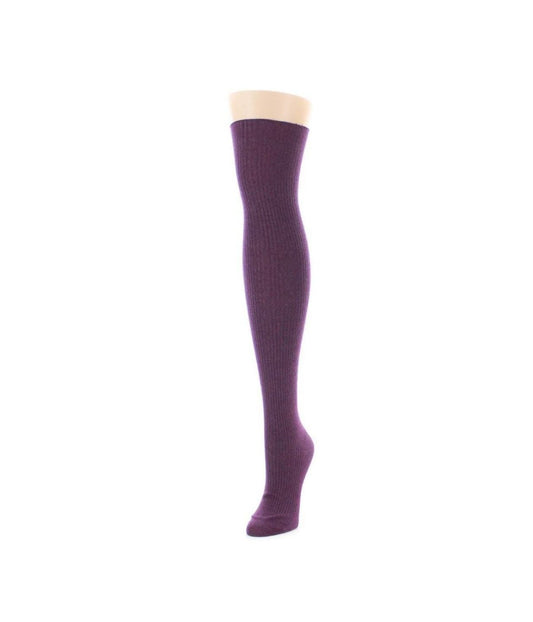 Women's Textured Tone Over The Knee Cotton Blend Warm Sock Purple