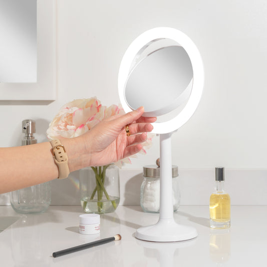 Hudson Lighted Makeup Mirror with 8X/1X Magnification & Suction Cup