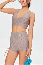 Active Honeycomb Drawstring Biker Shorts