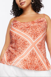 Plus Size Baroque Print Satin Cami