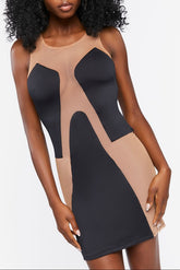 Mesh Panel Mini Dress