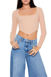 Cropped Rib-Knit Sweater