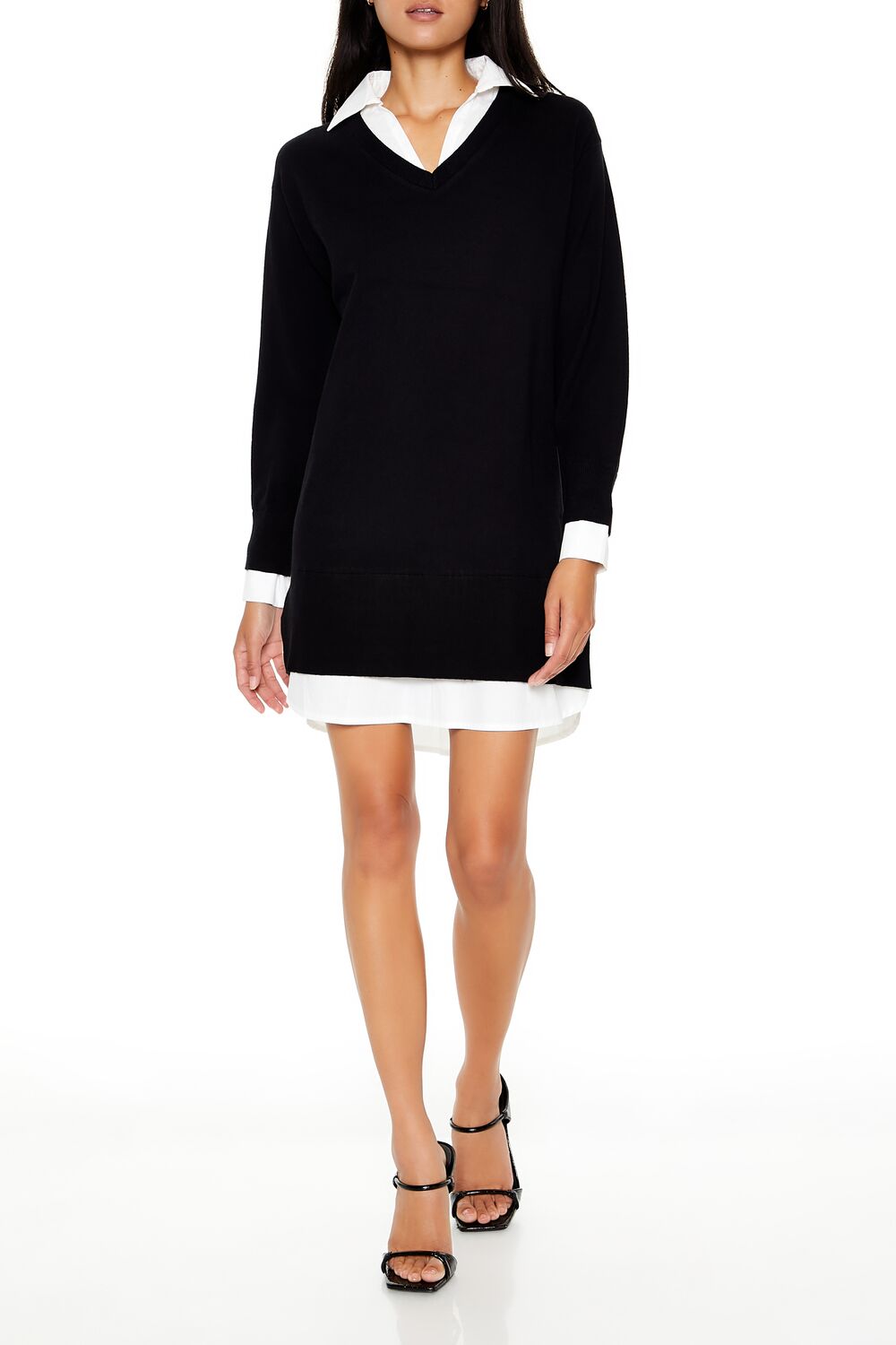 Forever 21 Combo Sweater Shirt Dress Forever 21 Combo Sweater Shirt Dress