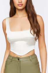 Satin V-Hem Crop Top