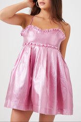 Metallic Bow Babydoll Dress