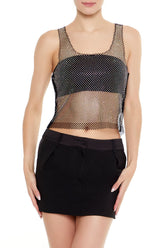 Sheer Rhinestone Netted Tank Top
